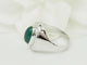 Bague 55 Bague chevalière ancienne en or blanc, agate verte et diamants 58 Facettes 33794