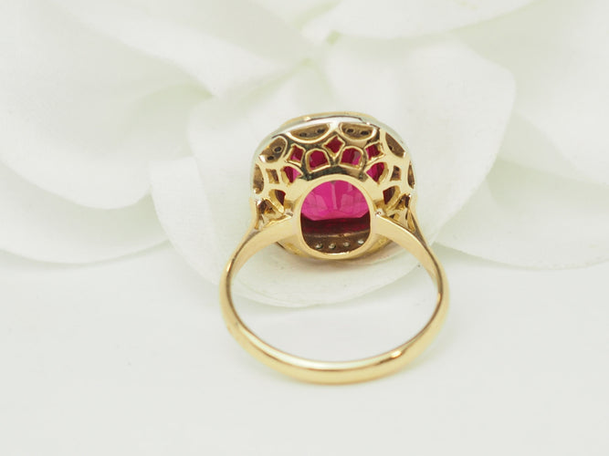 Bague 55 Bague Art nouveau en or jaune, rubis de Verneuil et diamants 58 Facettes 33793