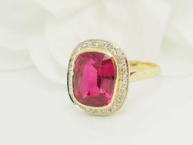 Bague 55 Bague Art nouveau en or jaune, rubis de Verneuil et diamants 58 Facettes 33793