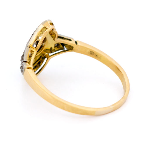 Bague 55 Bague tourbillon Art déco en or jaune 14k, platine et diamants 58 Facettes 9994FEF1691F471E959556599DD84B59