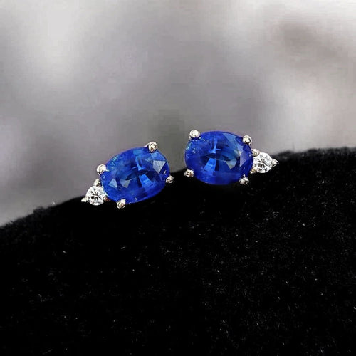 Boucles d'oreilles Boucles d'oreilles Tulip en or blanc 18K, saphirs et diamants 58 Facettes GER1347BL