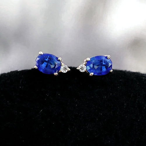 Boucles d'oreilles Aitches Single Tulip - Boucles d'oreilles en or blanc, saphirs et diamants 58 Facettes GER1347BL