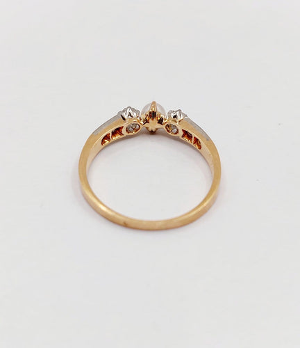 Bague 50.5 Bague antique en or rose 18k, platine, perle et diamants 58 Facettes A07421