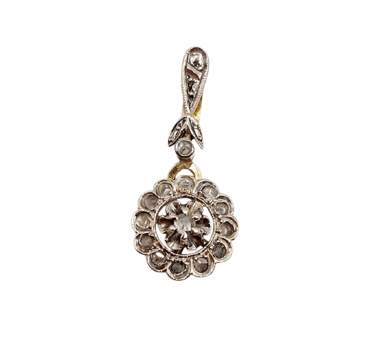Pendentif Pendentif marguerite vers 1900 en or 18k et diamants taille rose 58 Facettes A07425