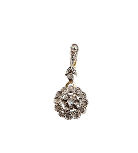 Pendentif Pendentif marguerite vers 1900 en or 18k et diamants taille rose 58 Facettes A07425