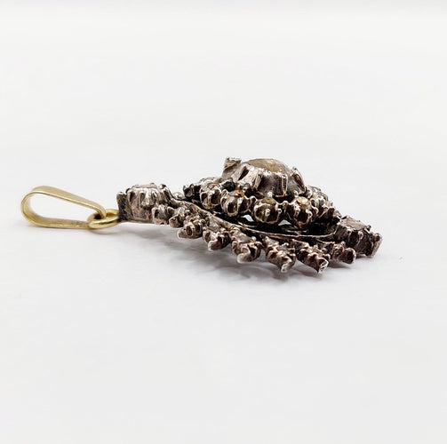 Pendentif Victorien - Pendentif en argent et or 18k, diamants taille rose 58 Facettes A07426