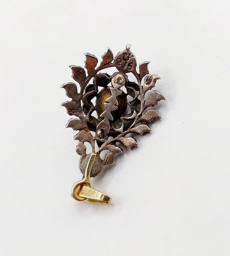 Pendentif Victorien - Pendentif en argent et or 18k, diamants taille rose 58 Facettes A07426