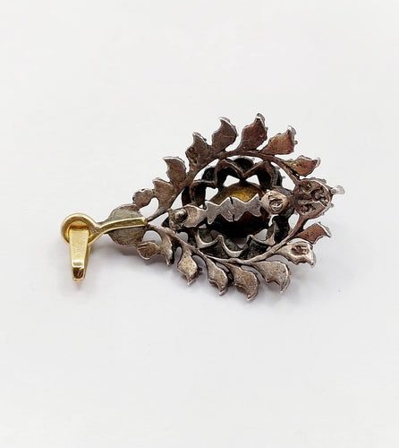Pendentif Victorien - Pendentif en argent et or 18k, diamants taille rose 58 Facettes A07426