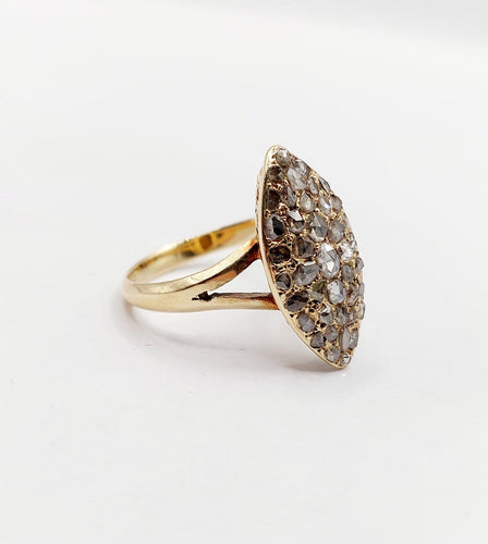 Bague 56 Bague marquise victorienne en or 18k et diamants taille rose 58 Facettes A07428