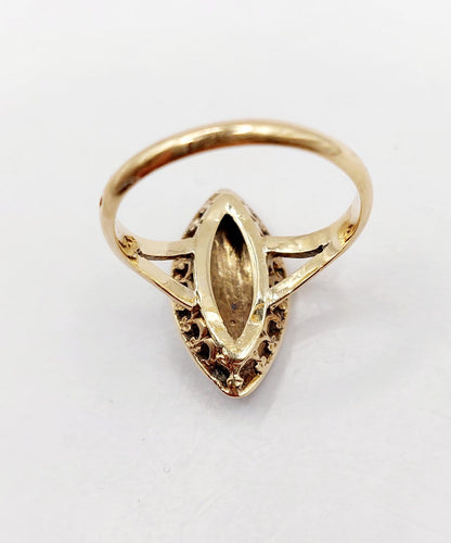 Bague 56 Bague marquise victorienne en or 18k et diamants taille rose 58 Facettes A07428
