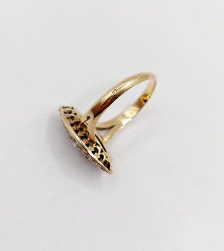 Bague 56 Bague marquise victorienne en or 18k et diamants taille rose 58 Facettes A07428