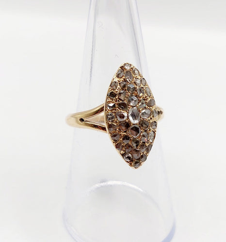 Bague 56 Bague marquise victorienne en or 18k et diamants taille rose 58 Facettes A07428