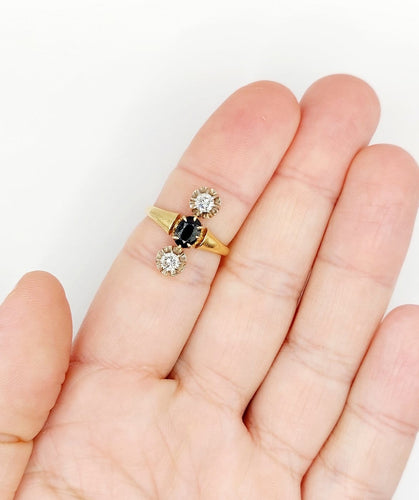 Bague 55.5 Bague marquise antique en or 18K, saphir et diamants 58 Facettes A07429