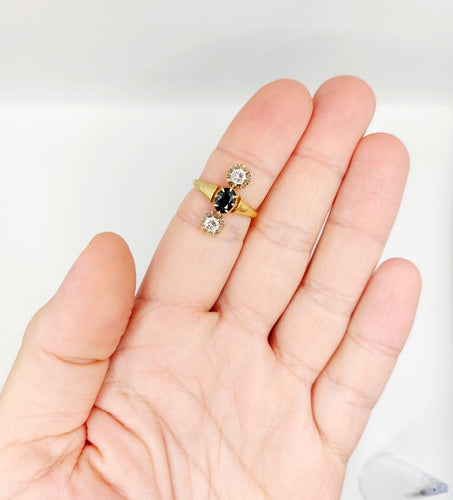 Bague 55.5 Bague marquise antique en or 18K, saphir et diamants 58 Facettes A07429