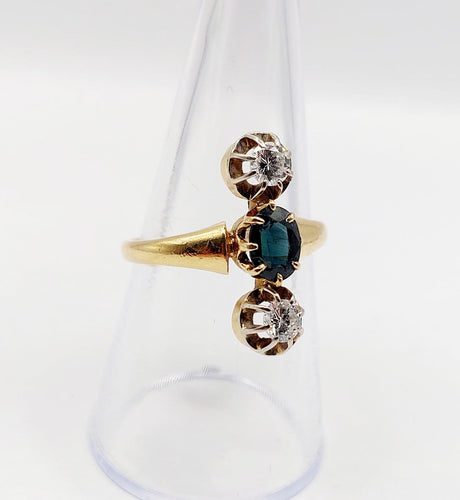 Bague 55.5 Bague marquise antique en or 18K, saphir et diamants 58 Facettes A07429