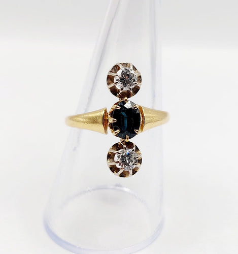 Bague 55.5 Bague marquise antique en or 18K, saphir et diamants 58 Facettes A07429