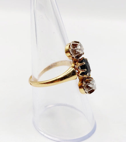 Bague 55.5 Bague marquise antique en or 18K, saphir et diamants 58 Facettes A07429