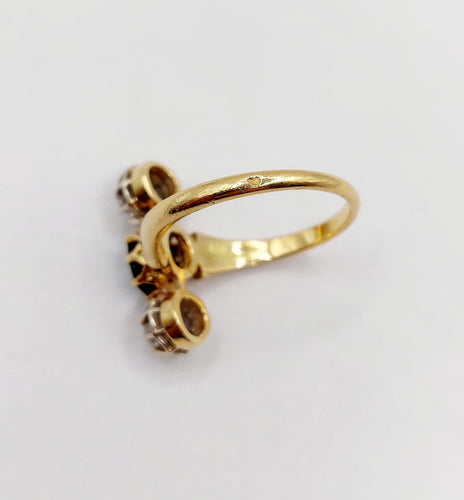 Bague 55.5 Bague marquise antique en or 18K, saphir et diamants 58 Facettes A07429