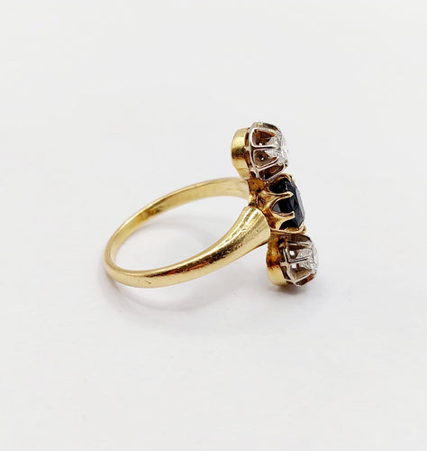 Bague 55.5 Bague marquise antique en or 18K, saphir et diamants 58 Facettes A07429