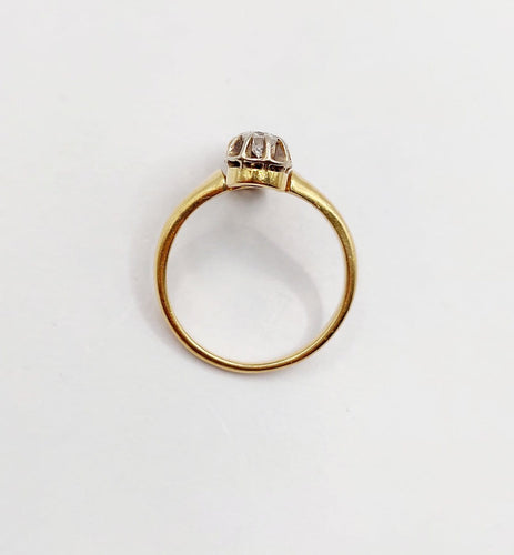 Bague 55.5 Bague marquise antique en or 18K, saphir et diamants 58 Facettes A07429