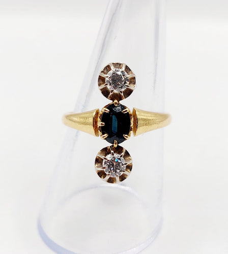 Bague 55.5 Bague marquise antique en or 18K, saphir et diamants 58 Facettes A07429