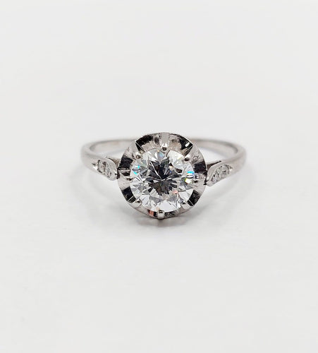 Bague 54 Bague solitaire Art déco en platine et diamant 1,05 carat 58 Facettes A07430