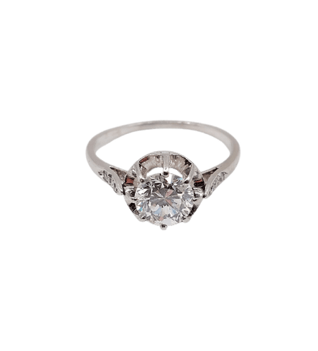 Bague 54 Bague solitaire Art déco en platine et diamant 1,05 carat 58 Facettes A07430