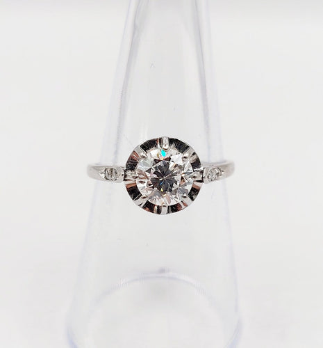 Bague 54 Bague solitaire Art déco en platine et diamant 1,05 carat 58 Facettes A07430
