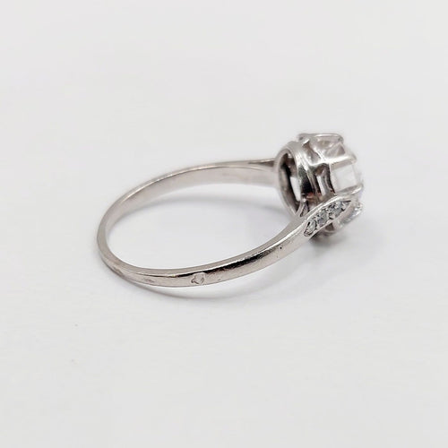 Bague 54 Bague solitaire Art déco en platine et diamant 1,05 carat 58 Facettes A07430