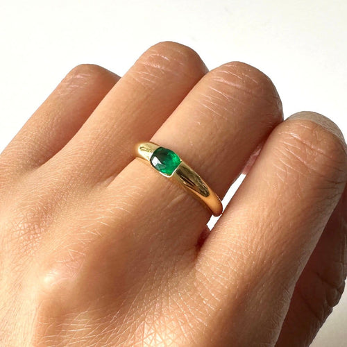 Bague 53 Single Tulip - Bague en or 18 carats et émeraude ovale 58 Facettes GBR1225GN