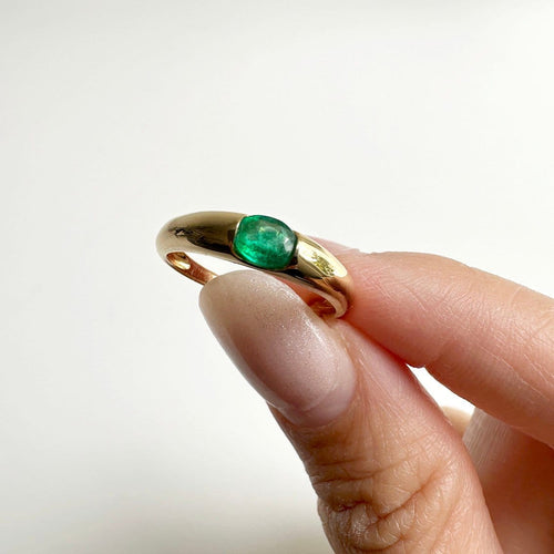 Bague 53 Single Tulip - Bague en or 18K avec émeraude 58 Facettes GBR1225GN