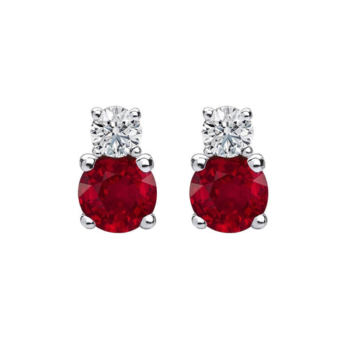 Boucles d'oreilles Single Tulip - Boucles d'oreilles en or blanc 18 ct, rubis et diamants 58 Facettes GER1337RB