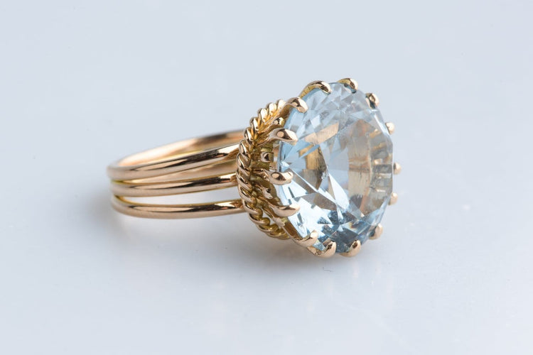 Bague 50 Bague topaze bleue en or jaune 18K 58 Facettes BGTOP12GOC765-107