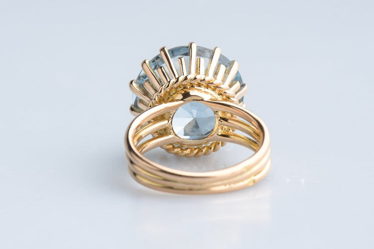Bague 50 Bague topaze bleue en or jaune 18K 58 Facettes BGTOP12GOC765-107