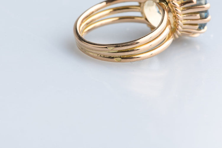 Bague 50 Bague topaze bleue en or jaune 18K 58 Facettes BGTOP12GOC765-107
