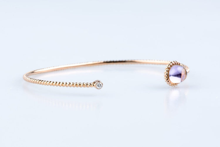 Bracelet Bracelet améthyste cabochon et diamant en or jaune 18K 58 Facettes BRAMTCB895-107