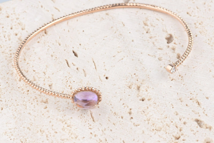 Bracelet Bracelet améthyste cabochon et diamant en or jaune 18K 58 Facettes BRAMTCB895-107
