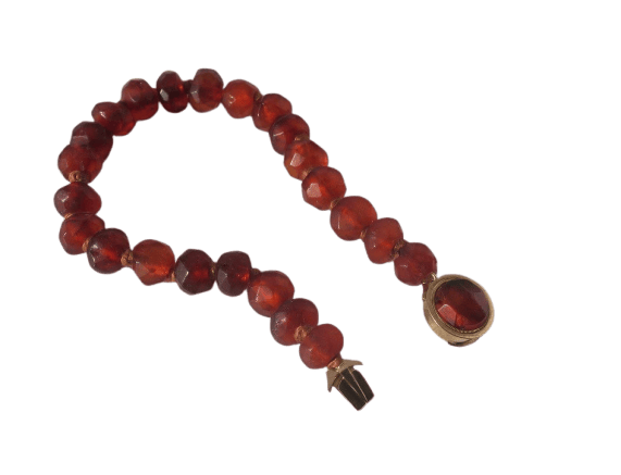 Bracelet Bracelet de perles d’ambre facettées en or rose 58 Facettes Bracelet