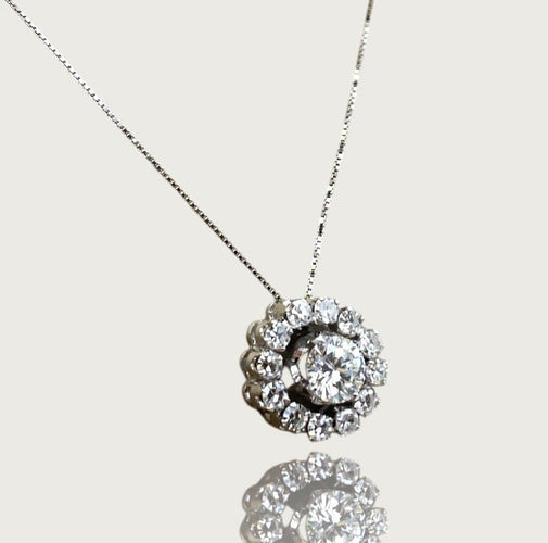 Collier Collier point lumière en or 750 et diamants 58 Facettes Collana-001