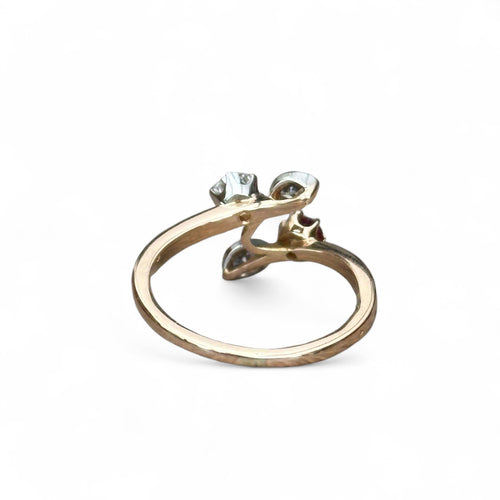 Bague 53 Bague Toi et Moi en or rose, rubis et diamants 58 Facettes 295