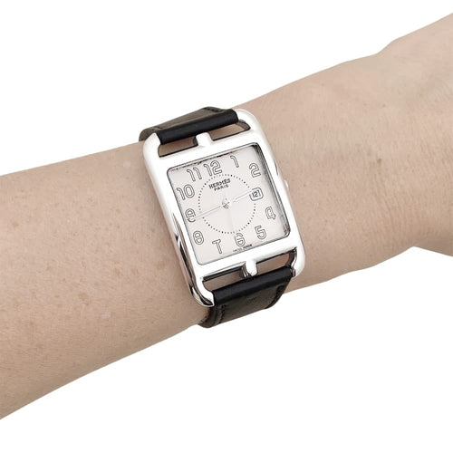 Montre Hermès Cape Cod - Montre grand modèle en acier et cuir 58 Facettes 35723