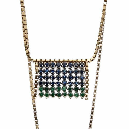 Collier Collier à franges d'émeraudes et saphirs en or jaune 58 Facettes REF2363-85