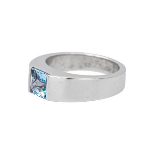 Bague 51 Cartier Tank - Bague en or blanc et aigue-marine 58 Facettes 4482532RV