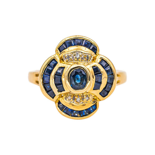 Bague 55 Bague en or jaune avec saphirs et diamants 58 Facettes 5163616CN
