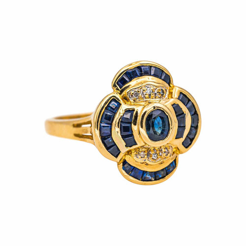 Bague 55 Bague en or jaune avec saphirs et diamants 58 Facettes 5163616CN