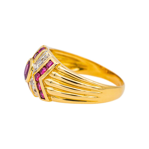 Bague 61 Bague en or jaune et or blanc, rubis et diamants 58 Facettes 5149419RV