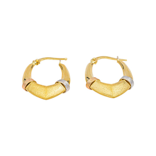 Boucles d'oreilles Créoles - Boucles d'oreilles en or jaune, blanc et rose 58 Facettes 5236223RV