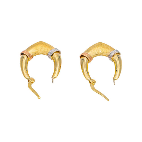 Boucles d'oreilles Créoles - Boucles d'oreilles en or jaune, blanc et rose 58 Facettes 5236223RV