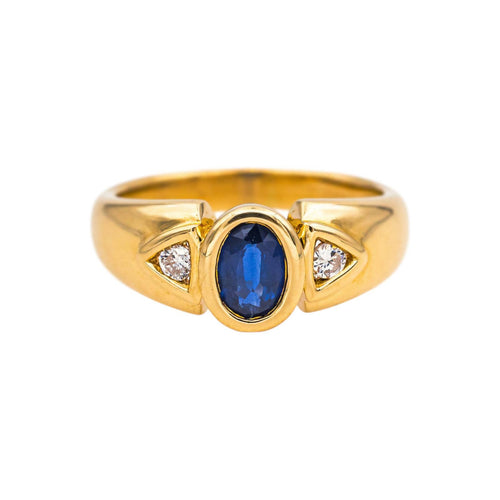 Bague 50 Bague en or jaune avec saphir et diamants 58 Facettes 5272648RV