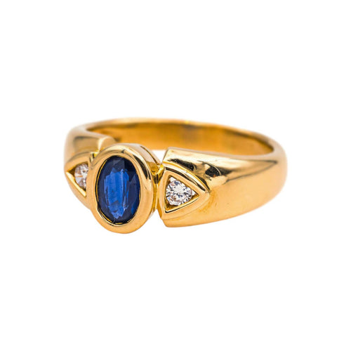 Bague 50 Bague en or jaune avec saphir et diamants 58 Facettes 5272648RV